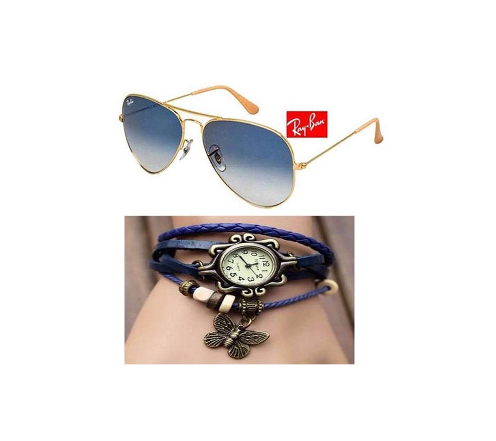 ladies bracelet type watches + RAY BAN copy Combo 