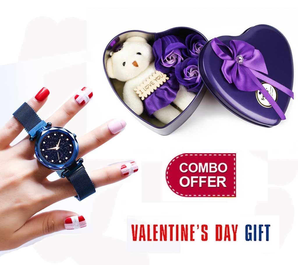 Valentine Day Combo Offer Ladies Watch + Gift Box