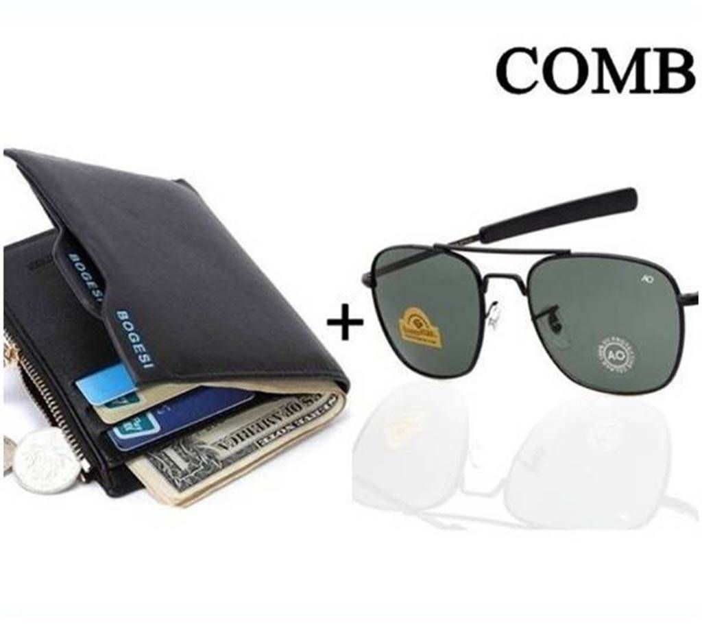 Combo of PU leather wallet & sunglasses
