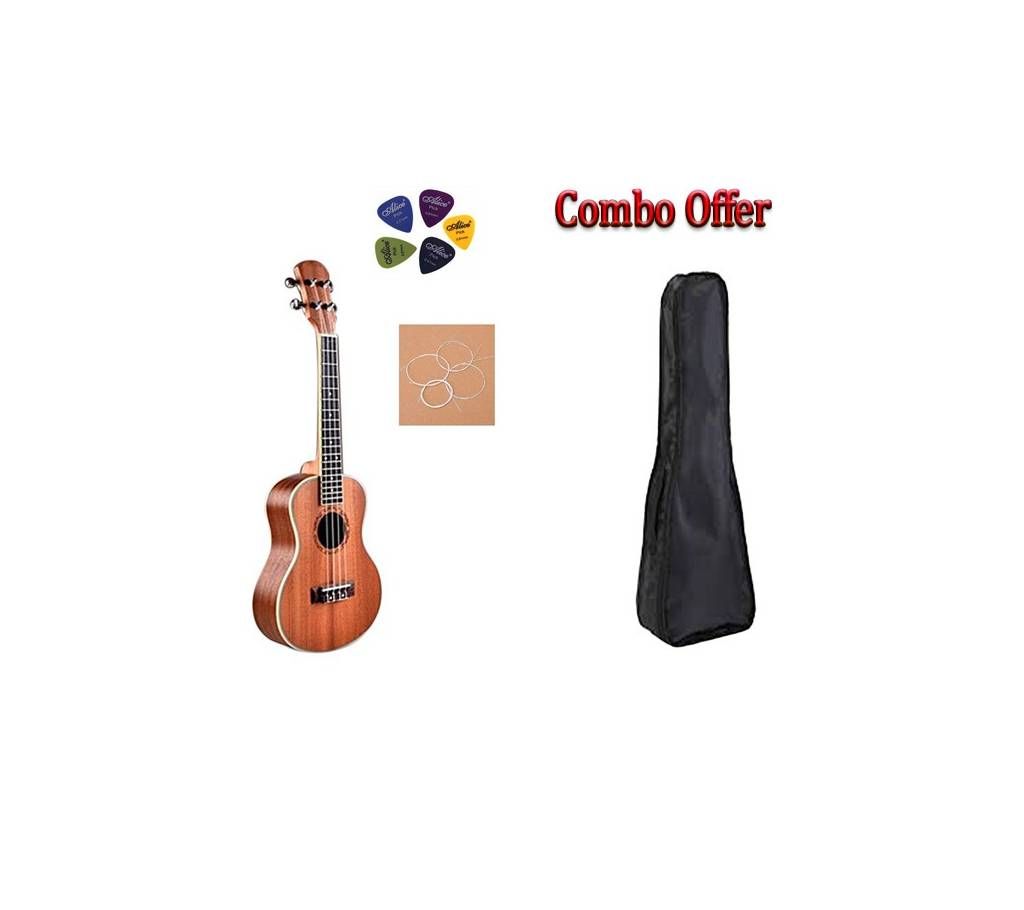 Deviser Concert Ukulele Guitar + 5 Picks + Bag + 1 Set Strings Combo Offer 