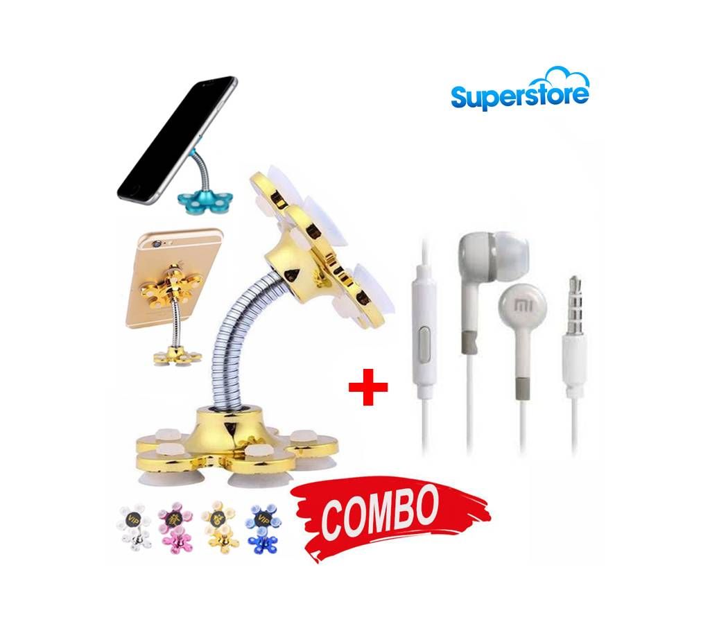 VIP Aluminum Mobile 360 Flexible Rotating Phone Stand 1 pis + mi MI2 Earphones 1pis