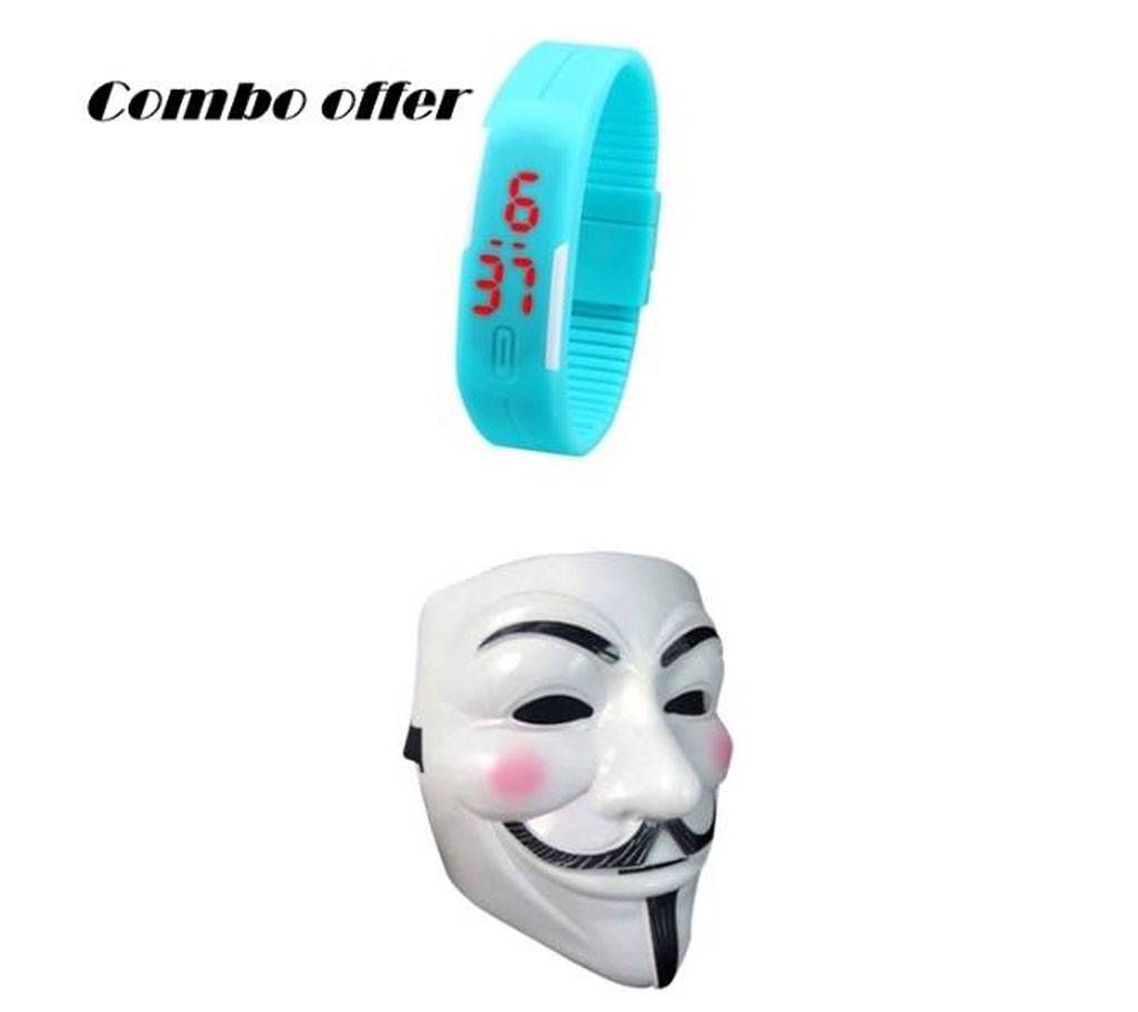 Kids LED Sports Watches & Vendetta Mask (Combo)
