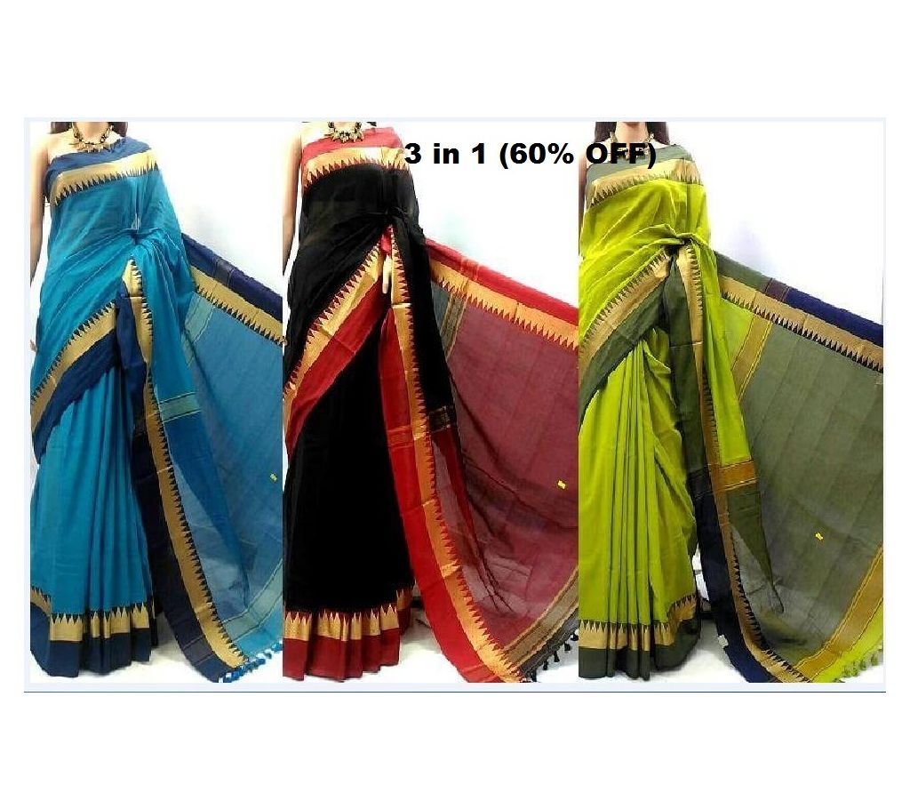 3 pcs Half Silk sharee Combo 