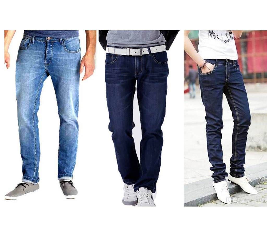 3 pcs Men's Semi Narrow jeans pants Combo 