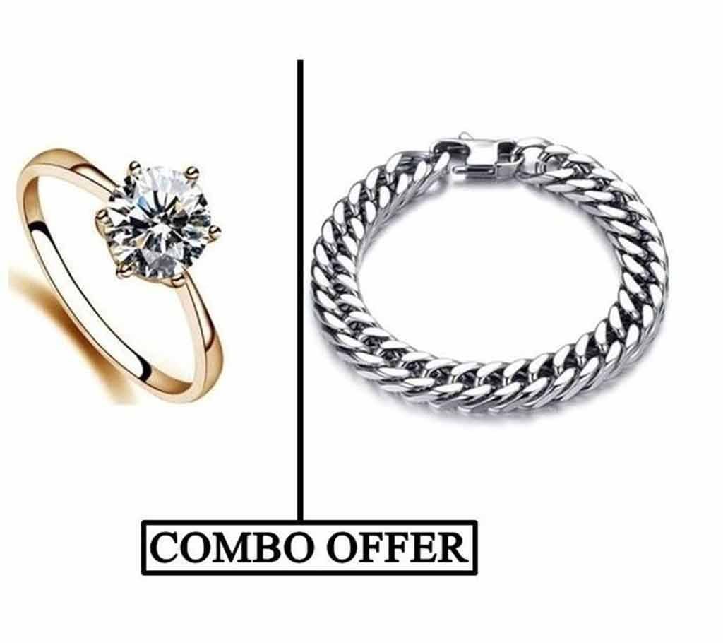Combo of Rose Gold Plated Finger Ring & Bracelet