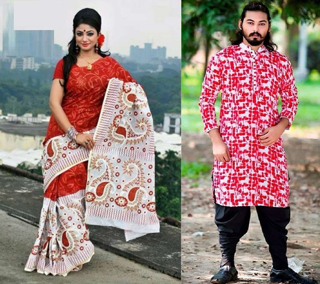 Boishakhi punjabi and cotton sharee combo 