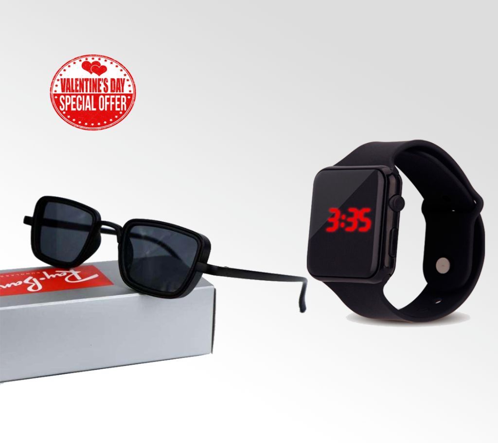 Rayban Mens Sunglass-copy and Samrt Watch Combo Offer 