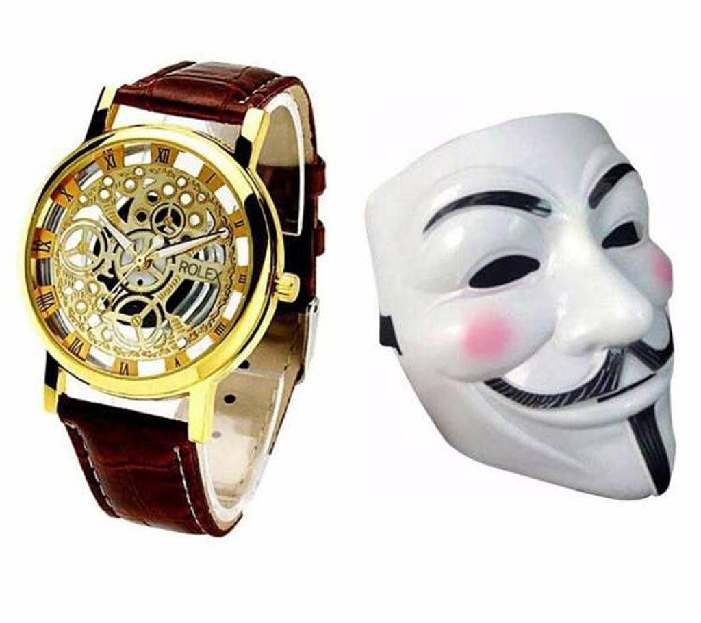 Rolex gents watch copy+Anonymous mask combo