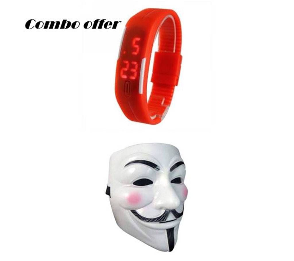 Combo Kids LED Sports Watches & Vendetta Mask