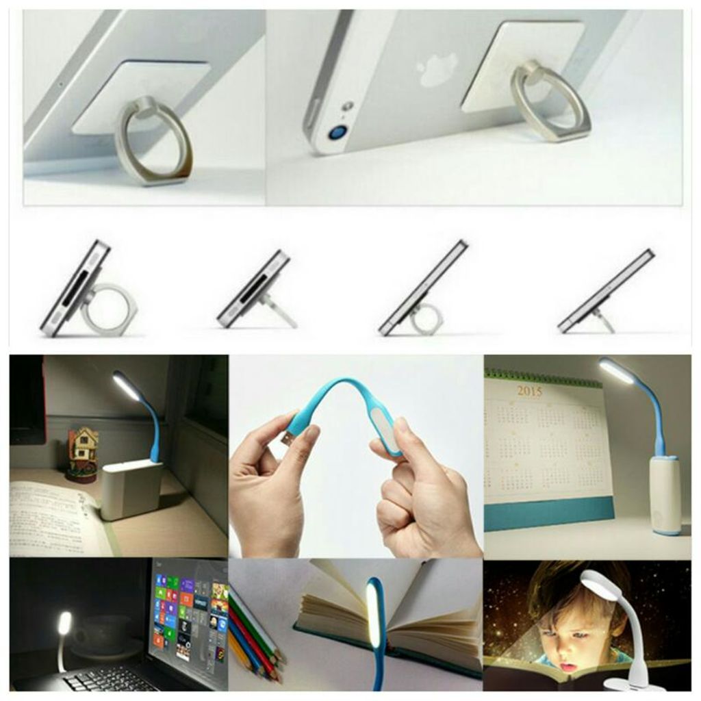 Combo of USB LED light and Mobile Ring Stand 