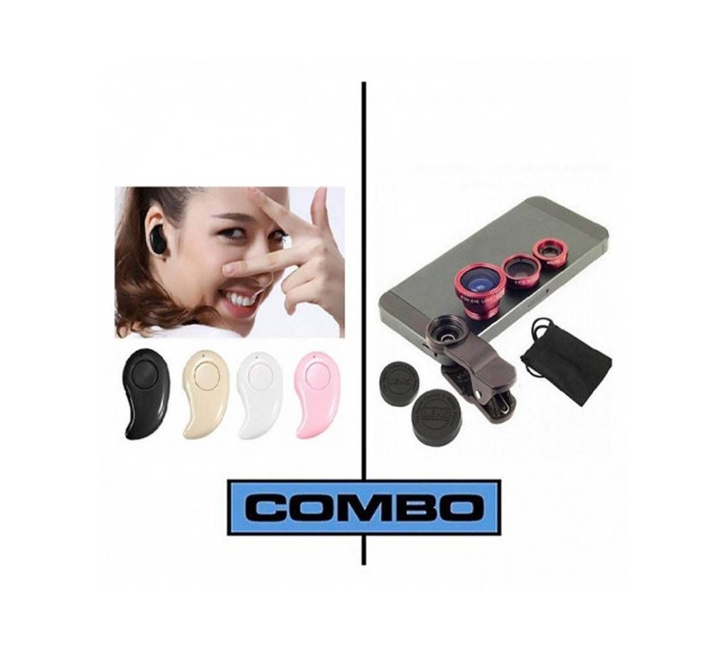 Combo of  Mini Wireless Bluetooth Earphone & Clip-Lens