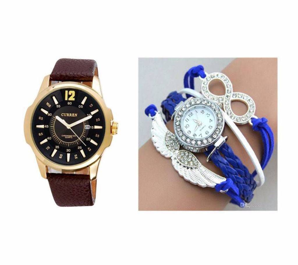 Curren gents watch+Ladies bracelet watch combo 