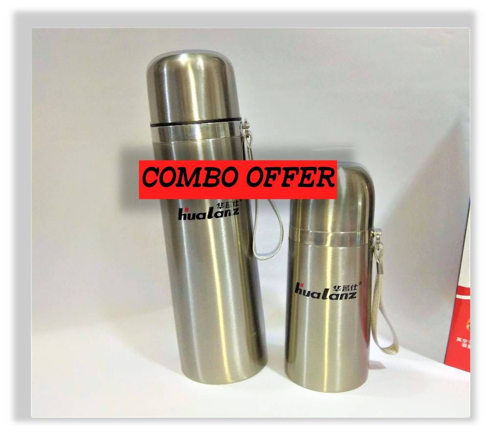 VACUUM FLASK- SILVER Keeps Liquid hot for 12 hours OR cold for 18 hours