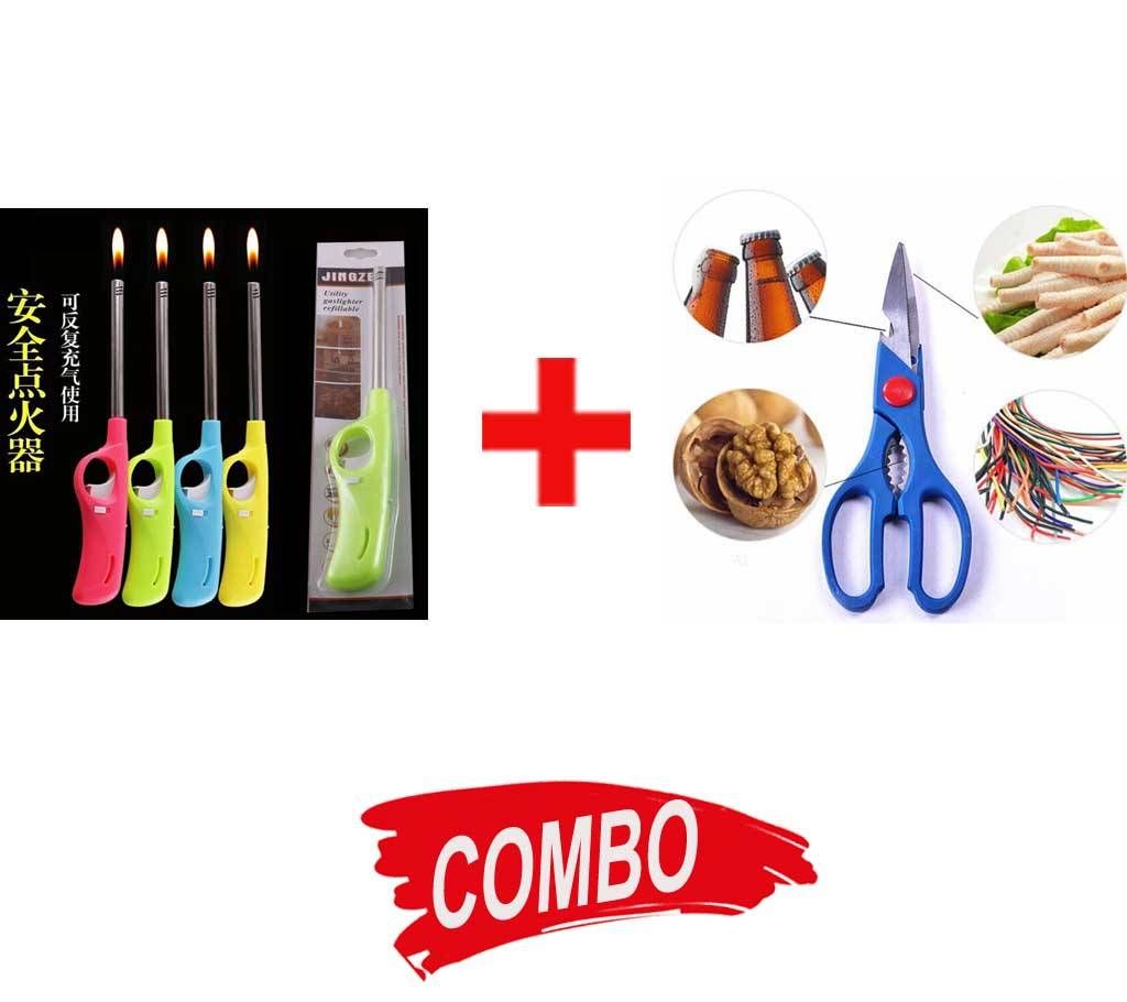 Kitchen Gas Lighter (1 pcs) - Multi-function kitchen scissor (1 pcs) - Combo Offer