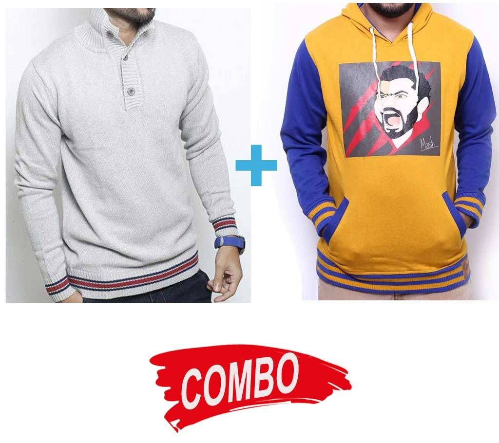 Full sleeve gents sweater + Menz Full-sleeve Printed Hoodie - Combo Offer