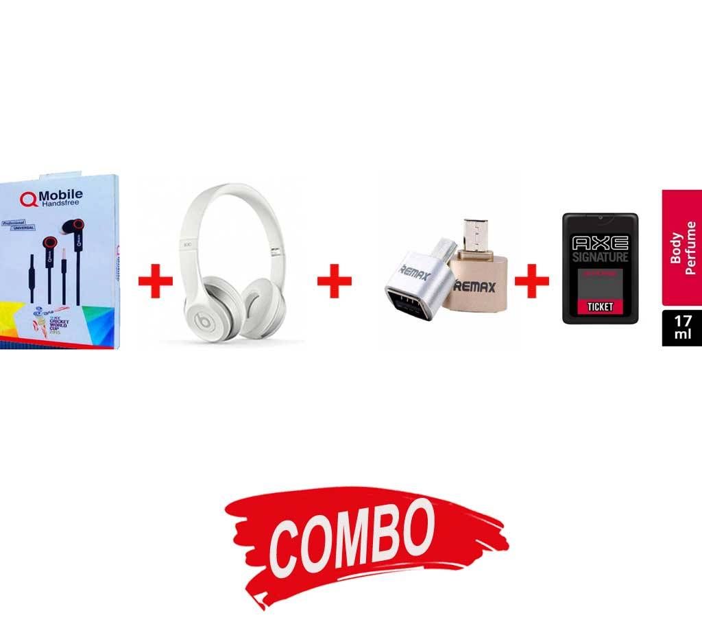 Axe Signature Pocket Perfume - India +Beats Solo 2 wired headphones (Copy)+Remax Micro USB OTG PLUG+Mobile Earphone