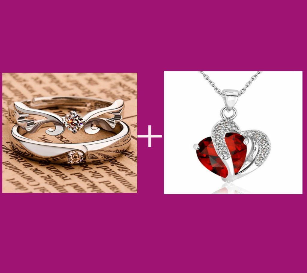 Couple Finger Ring And Heart Shape Pendant