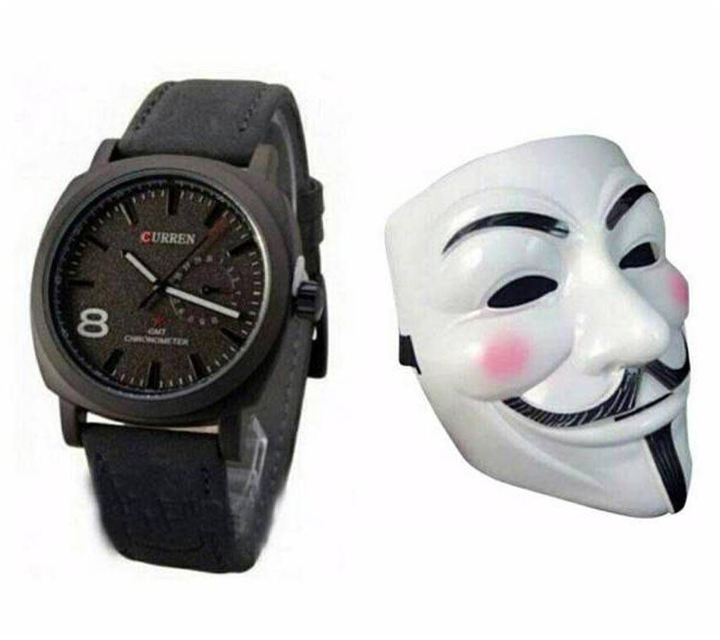 Curren gents watch+Anonymous mask combo