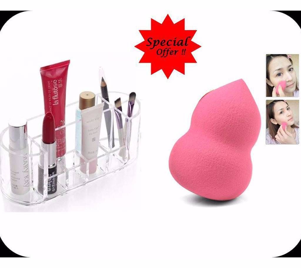 Cosmetics Holder & Foundation Blender Sponge Combo