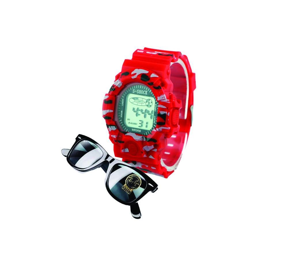 Mens Sprots Watch With Sunglass Combo