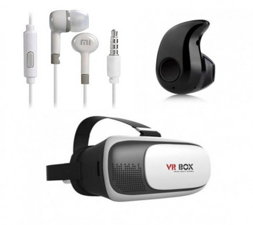 Combo of VR BOX +Bluetooth Earphone+ earphone