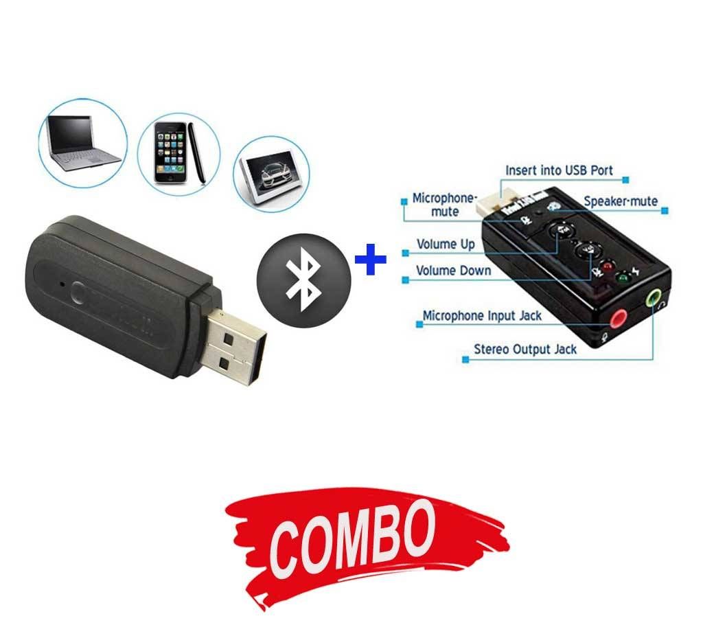 3D USB Sound Card + USB Bluetooth Music Receiver Adapter Combo Offer