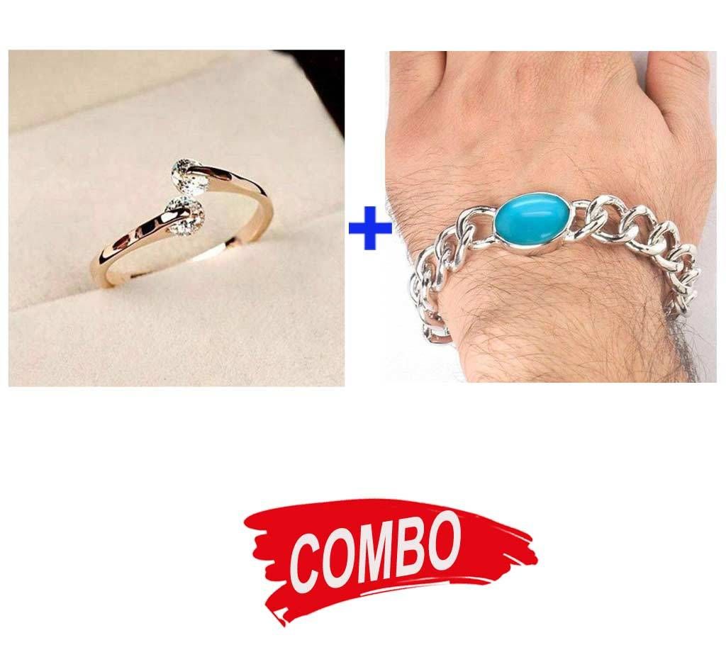Salman Khan Bracelet For Men - Silver + Gold Plated Finger Rings Combo Offer 
