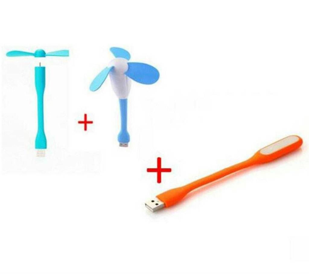 2 USB fan and 1 LED light combo 