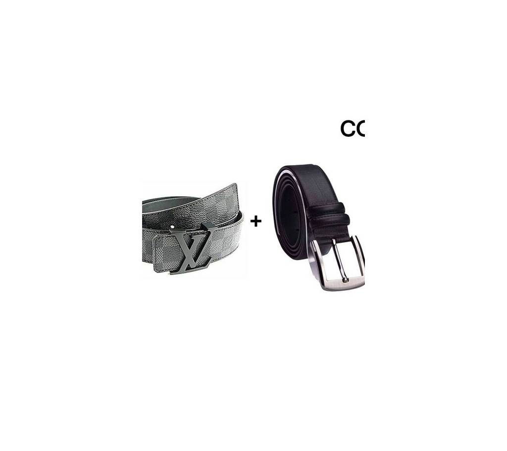 Louis Vuitton Damier Ebene Belt & Formal Leather Belt Combo