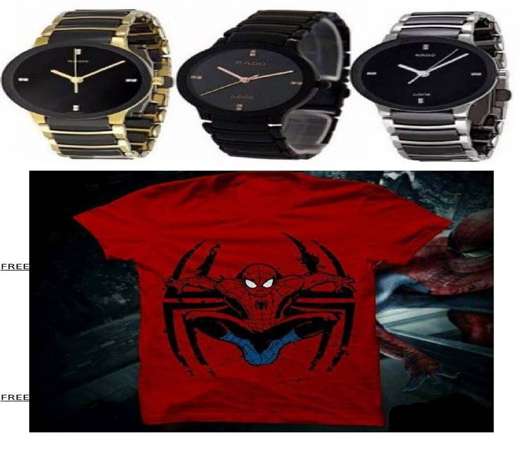 Rado Jubile 3 Wrist Watch (copy) + Spiderman Menz Round Neck T-shirt Combo Offer