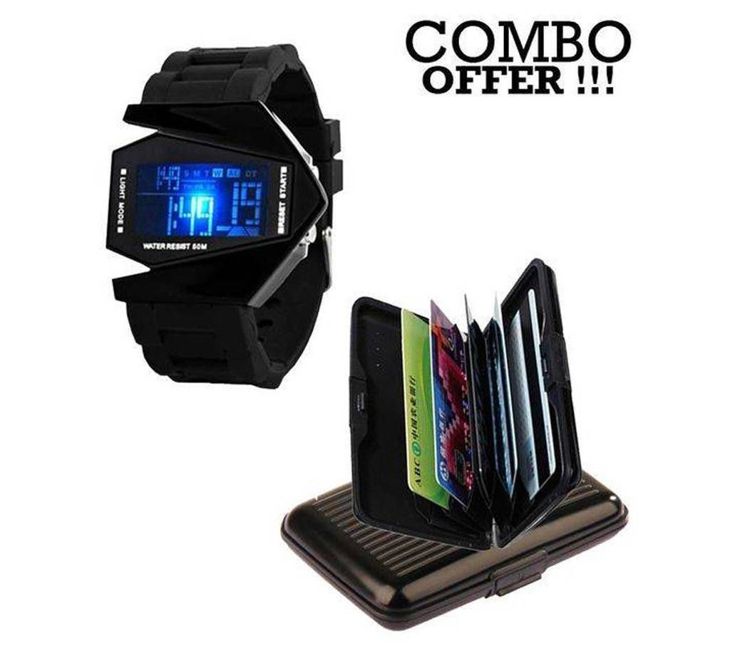 Fighter Watch And Credit Card Holder Combo