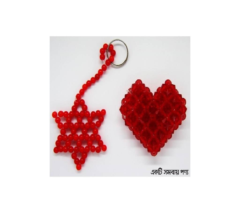 Beads Made Heart Shape+Key Ring (5 piece)