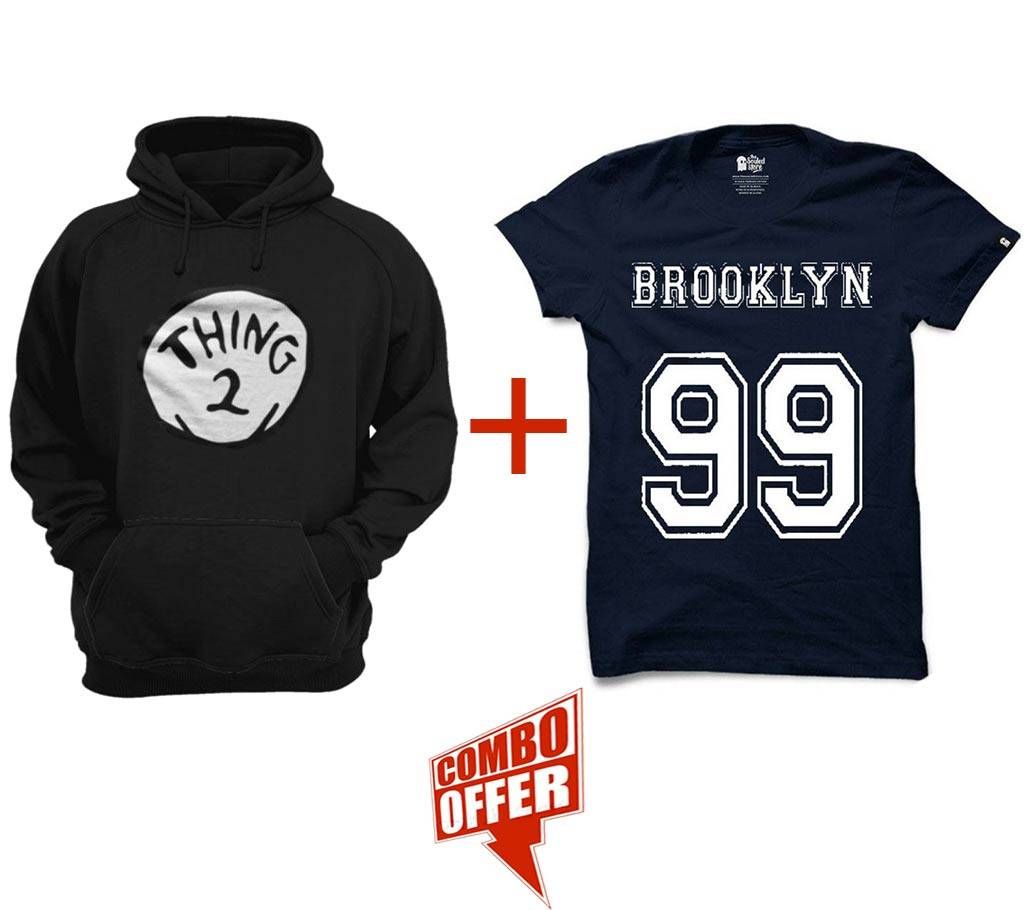 Thing-2-Black-Mens-Hoodie + Gents Summer T-Shirt - 99 Combo Offer 