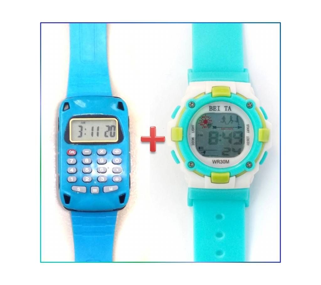 Combo Pack of Kids Calculator Watch & Light/Alarm Watch