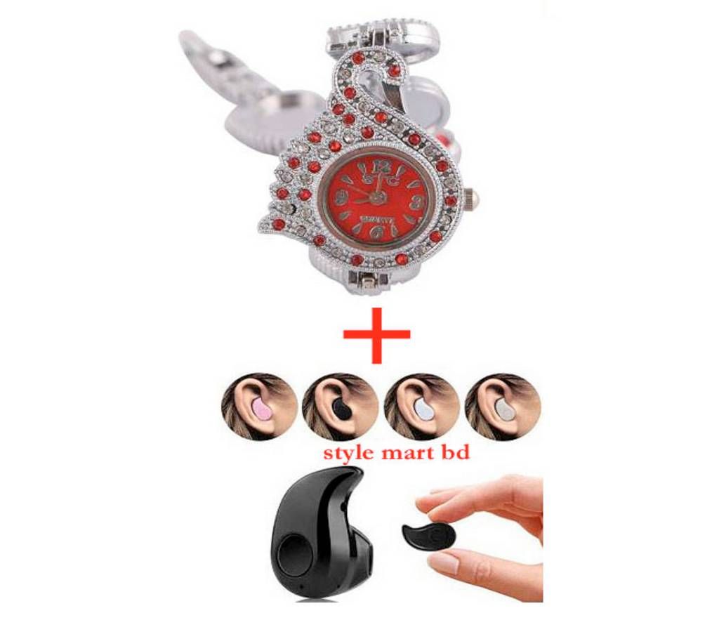 PEACOCK PRIDE Ladies Watch+BLUETOOTH EARPHONE  Combo Offer