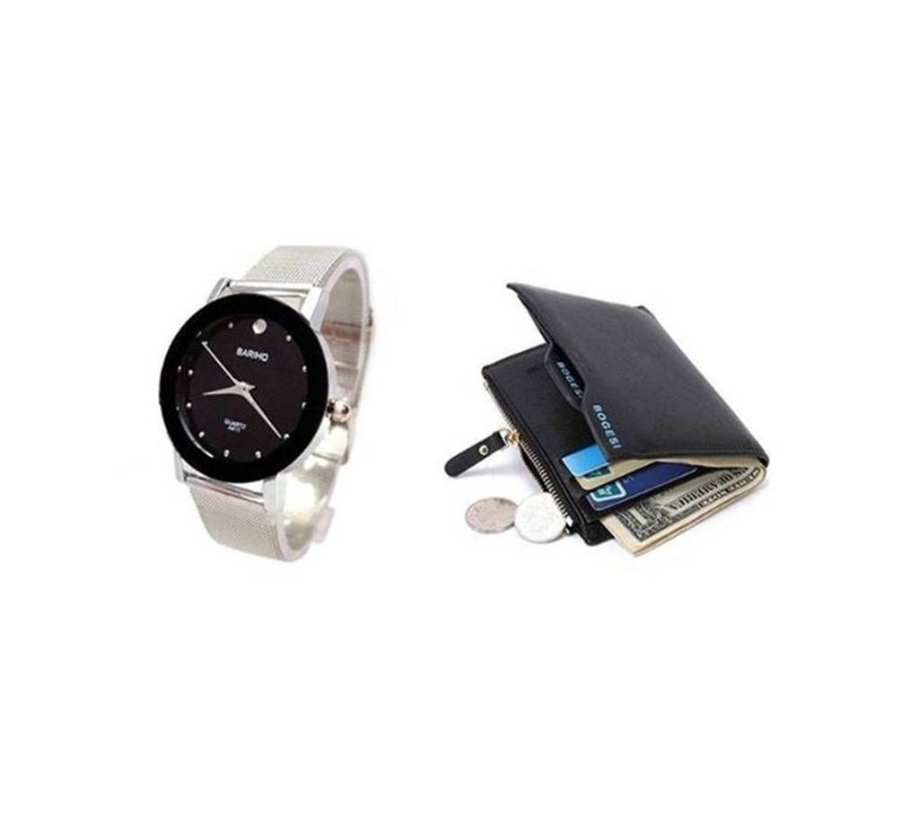 combo of Bogesi gents wallet and gents watch 
