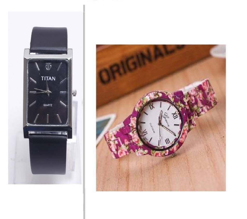 Titan Menz Wrist Watch (copy) + Ladies Floral Bracelet Watch Combo Offer