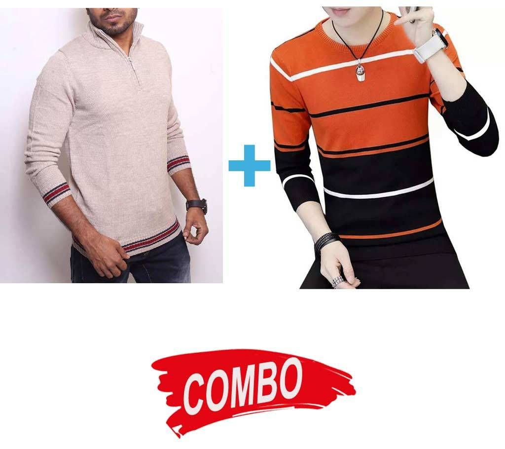 Mens Full Sleeve Sweater (2 Designs)- Combo Offer