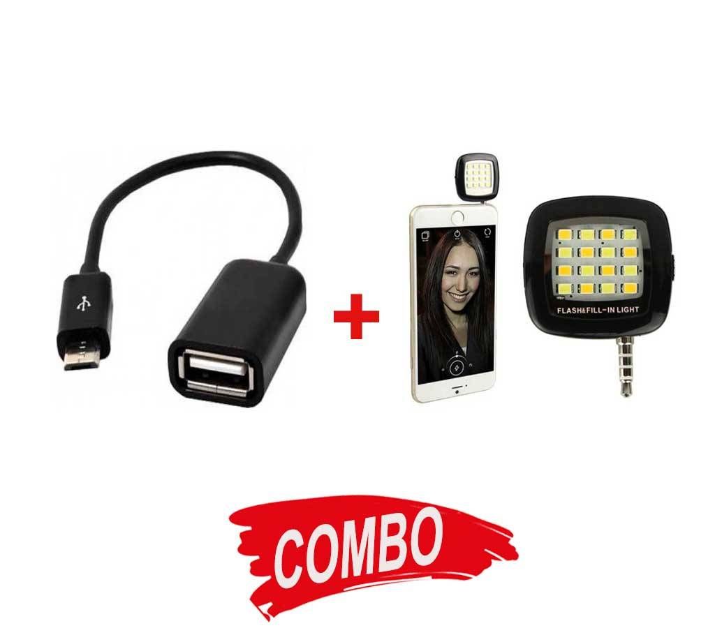 OTG  cable + Selfie light combo offer