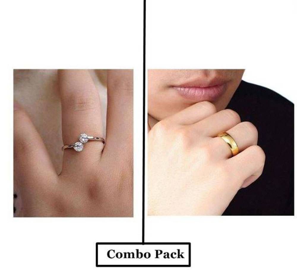 Combo of Gold Plated Finger Rings for Couple