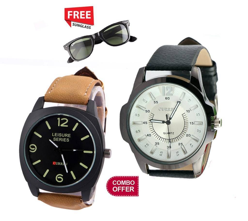 Curren Mens Wrist Watch COmbo With SUnglass Free