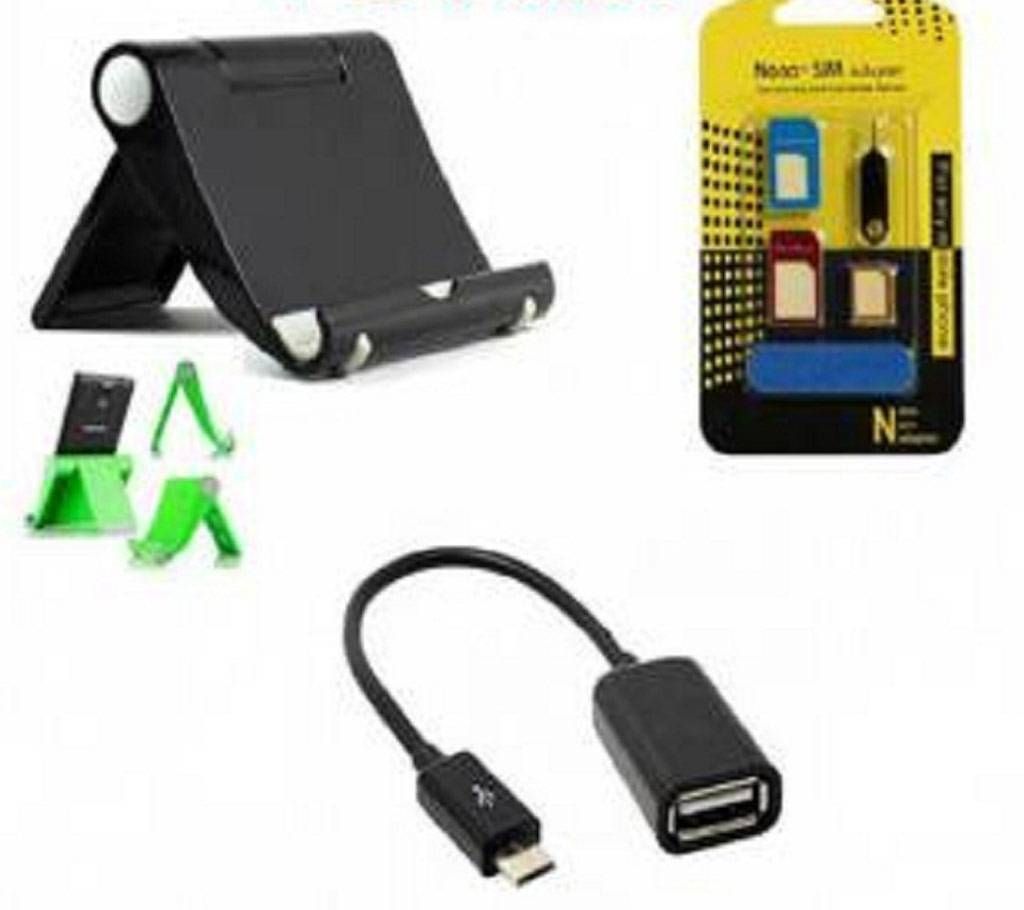 Tablet / Phone Holder + Mobile SIM Tray + OTG Ball