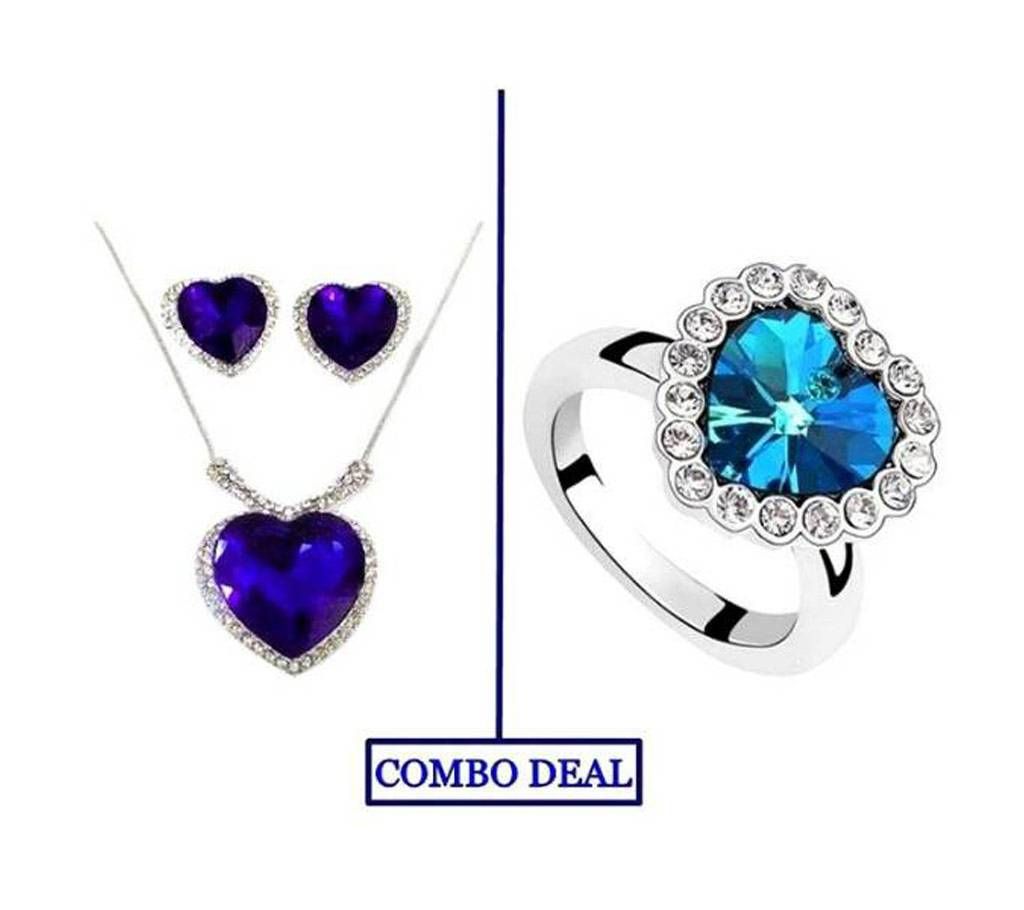 Combo of Heart Shaped Pendant and Finger Ring