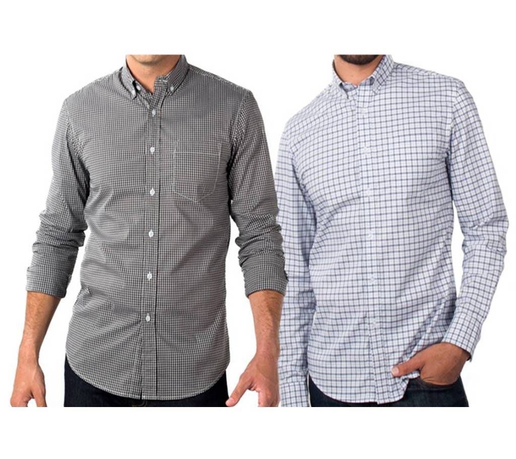 Combo Men's Full Sleeve Formal Cotton Shirt (2 pieces)