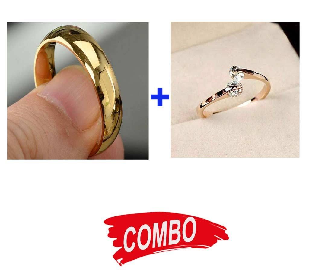 Gold Plated Finger Rings +  Rose Gold Finger Ring Combo Offer 