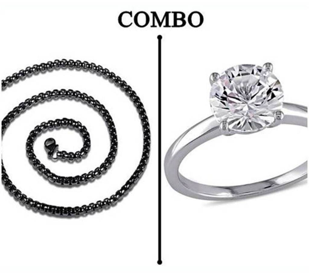 Combo of Stainless Steel Chain & finger Ring