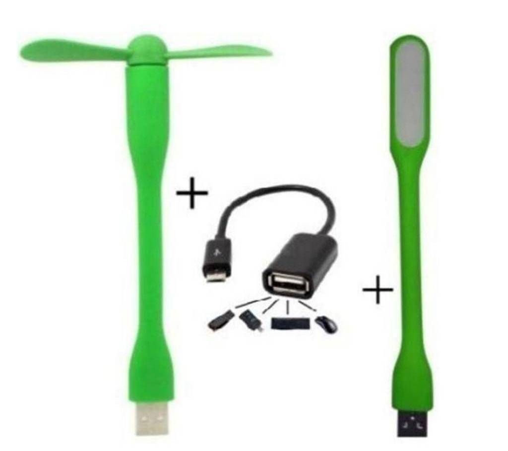 Combo of USB fan + USB light and OTG