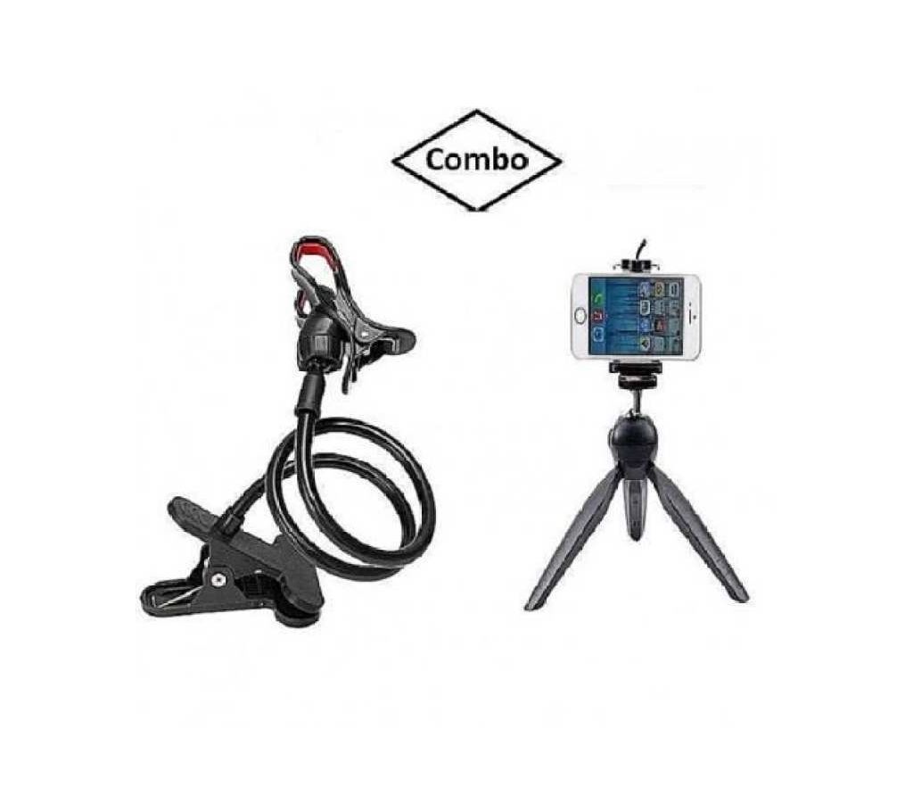 1Flexible Long Mobile Stand & Mini Tripod Holder Stand for Mobile & Camera Multicolor- WLB