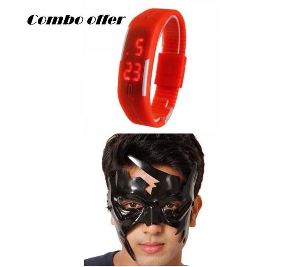 Kids LED Sports Watches & Krish Face Mask Combo