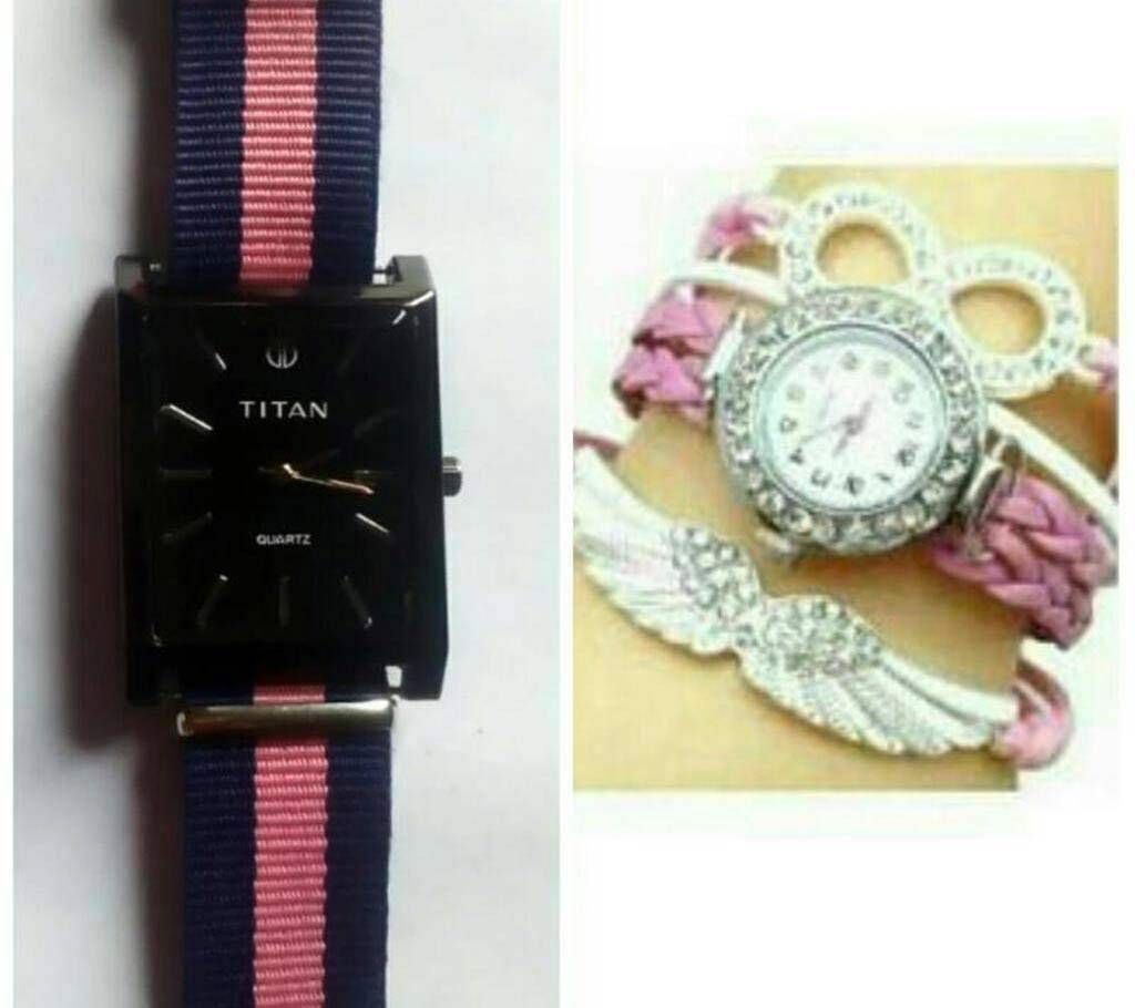 Titan Gents Watch (Copy) + Ladies Bracelet Watch Combo Offer